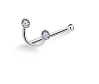 Smiley with Stones Silver Bone Nose Stud NSKD-662
